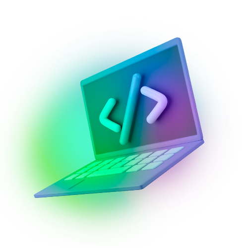 Monitor, laptop y logos de HTML, CSS, JavaScript y React.